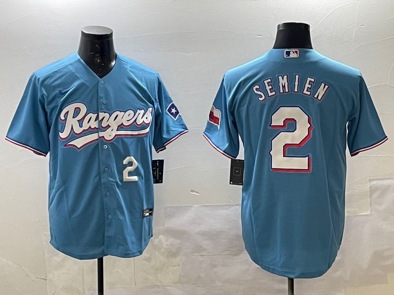 Men Texas Rangers #2 Semien Light Blue Game 2025 Nike MLB Jersey style 5